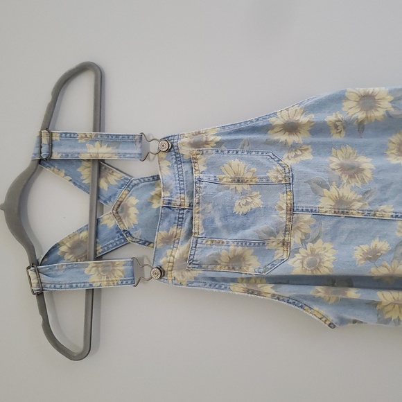 American Eagle Outfitters Sunflower Denim Overall Dress Medium Jean Jumper Rodeo - Picture 2 of 10